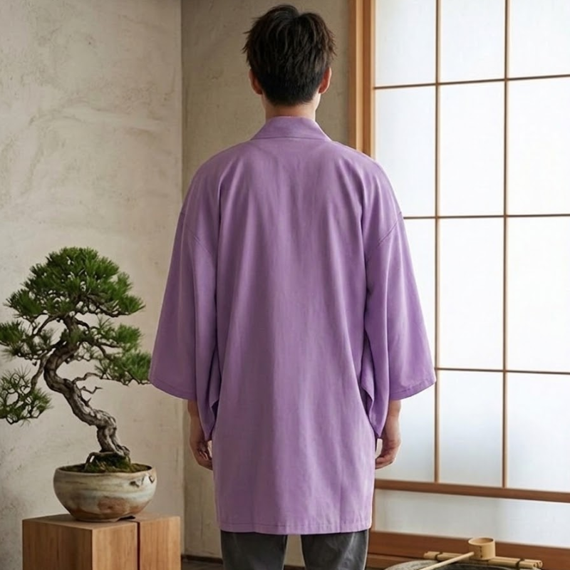 Kimono de méditation ample, coupe haori zen – vue 25