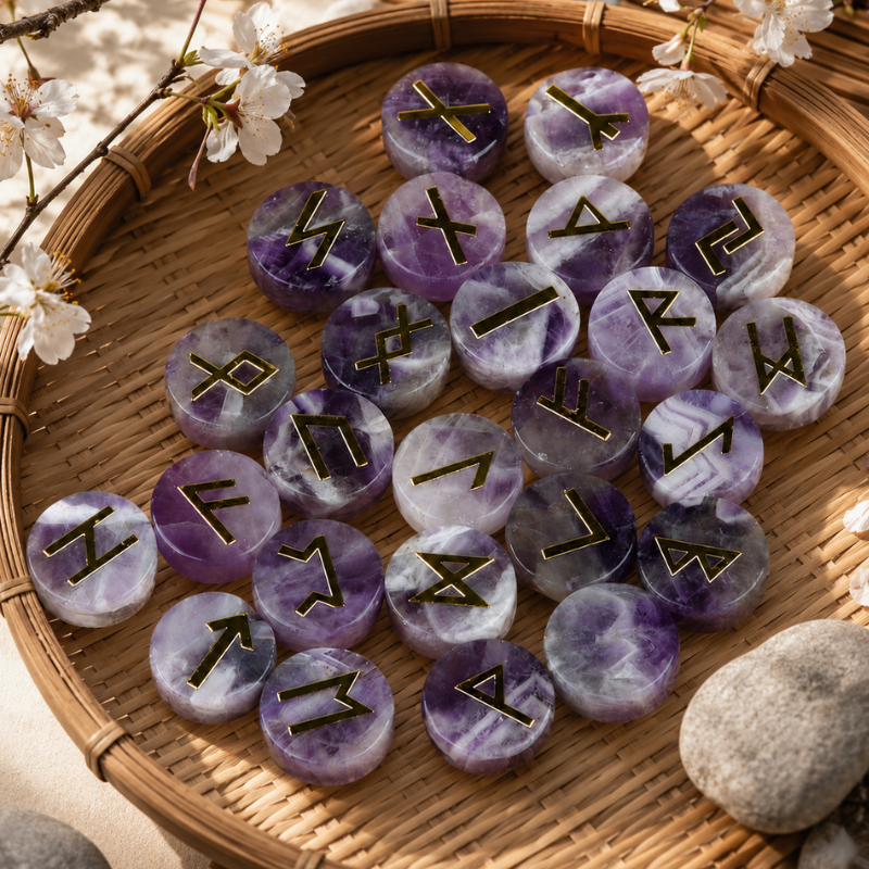 Runes divinatoires en pierre, set complet