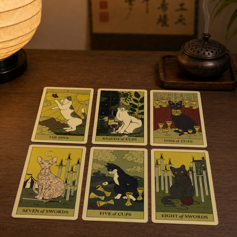 Jeu de Tarot Chats, 78 cartes illustrées – vue 10