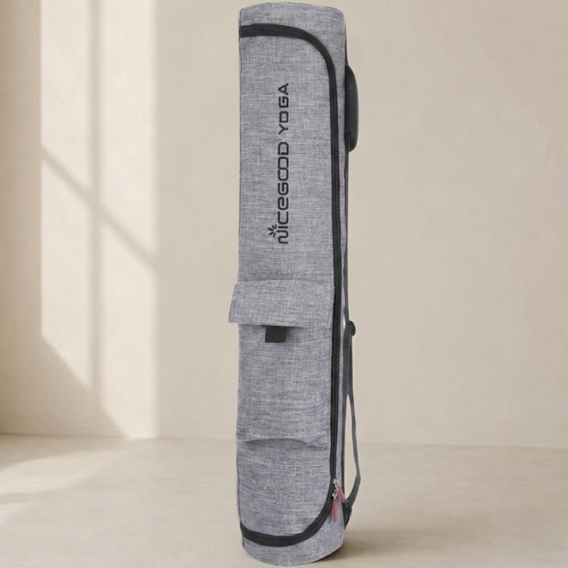 Sac de transport tapis de yoga en toile gris – vue 3