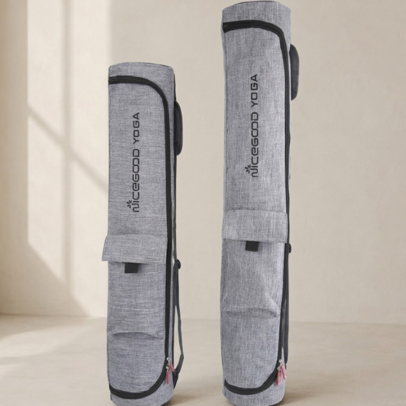 Sac de transport tapis de yoga en toile gris – vue 4