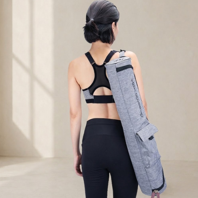 Sac de transport tapis de yoga en toile gris – vue 13