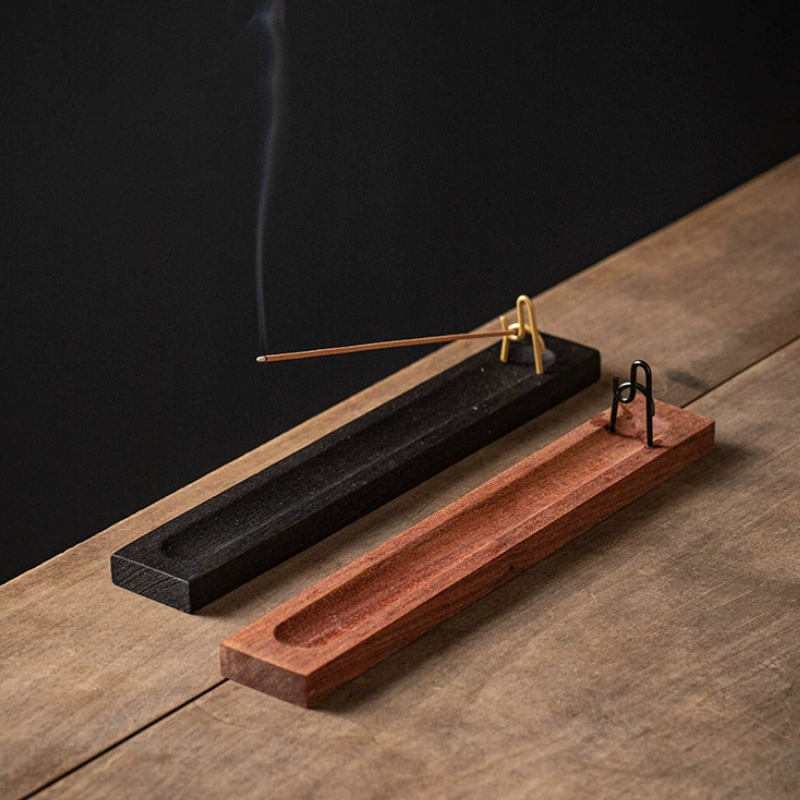 Porte-encens plateau en bois massif
