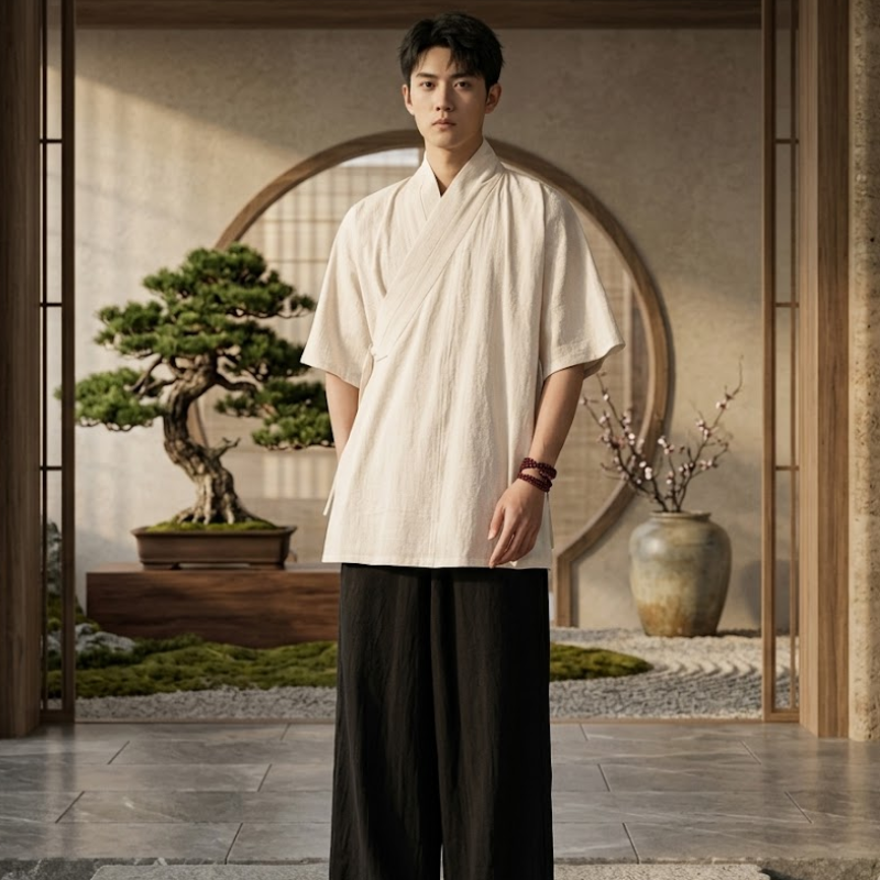 Kimono de méditation, coton lin écru – vue 2 Image