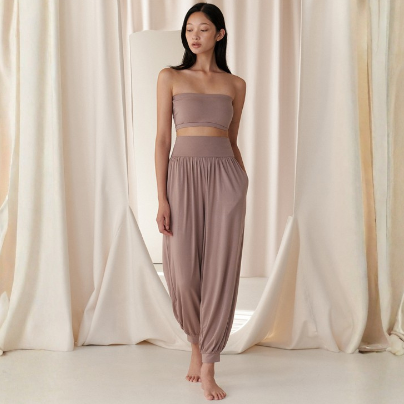 Sarouel de yoga fluide, coupe taille haute – vue 8