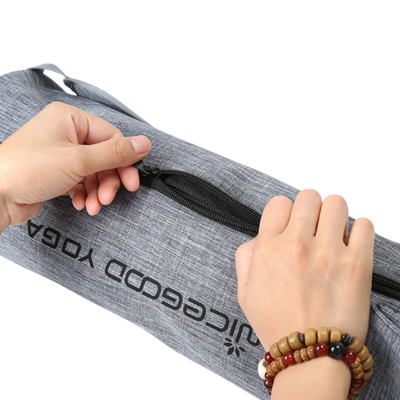 Sac de transport tapis de yoga en toile gris – vue 11