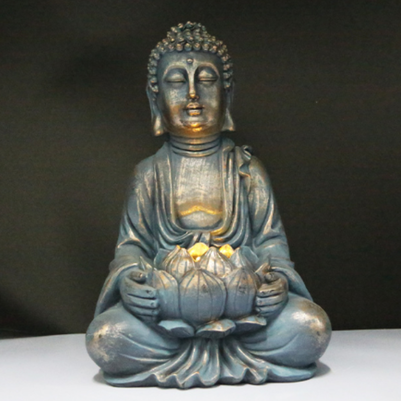 Statue Bouddha au lotus, méditation et paix – vue 4