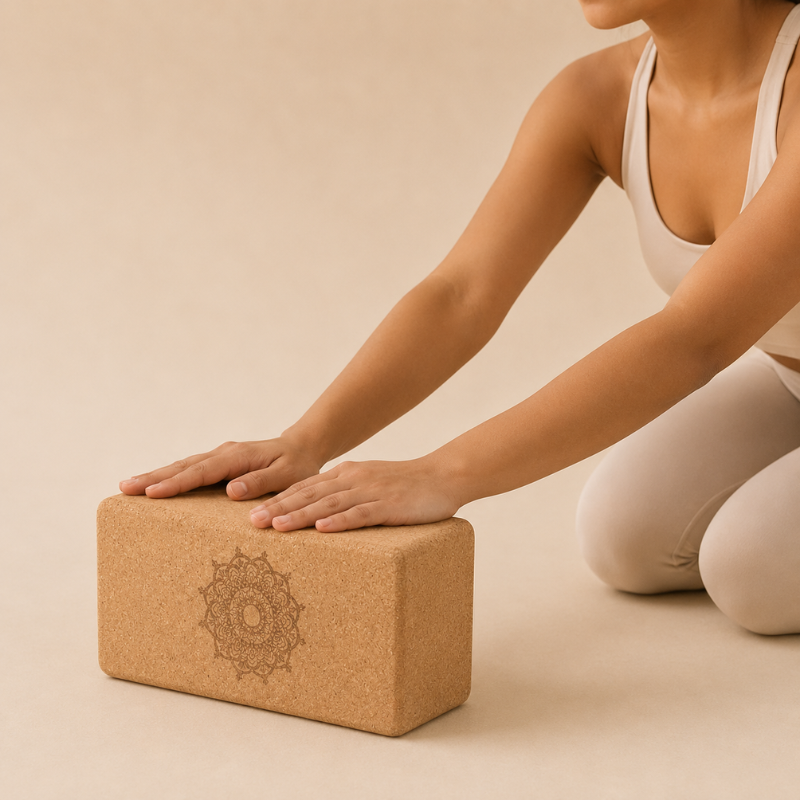 Bloc de yoga en liège, mandala, ancrage des postures – vue 5