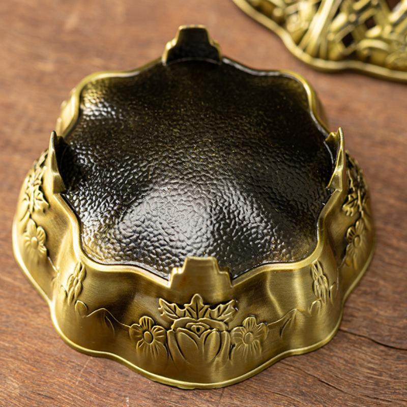 Brûle-encens ajouré en laiton, fleur de lotus – vue 6