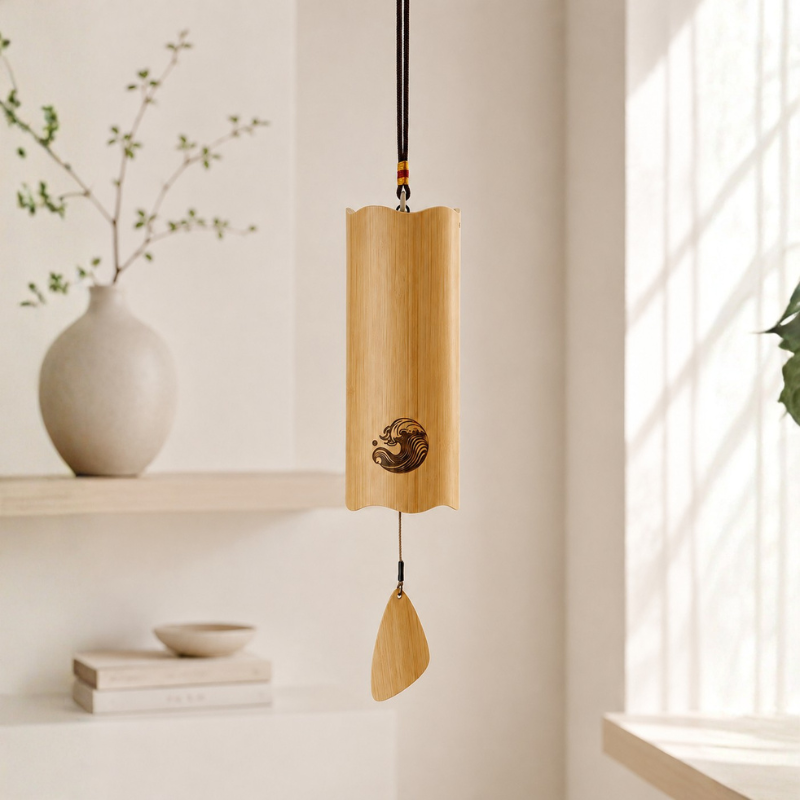 Carillon koshi en bambou, médaillon gravé – vue 2
