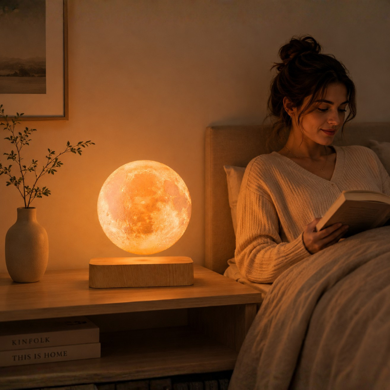 Lampe Lune en lévitation, socle bois – vue 13