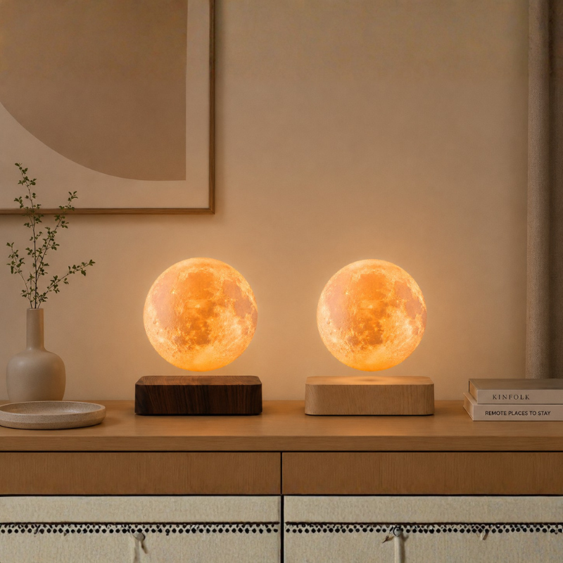 Lampe Lune en lévitation, socle bois – vue 14