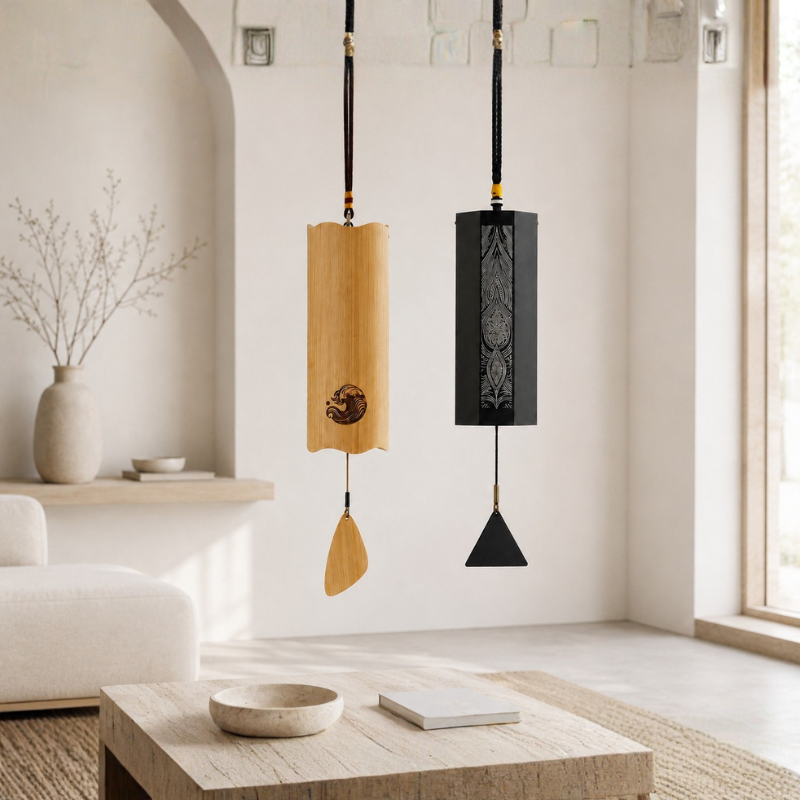 Carillon koshi en bambou, médaillon gravé – vue 8