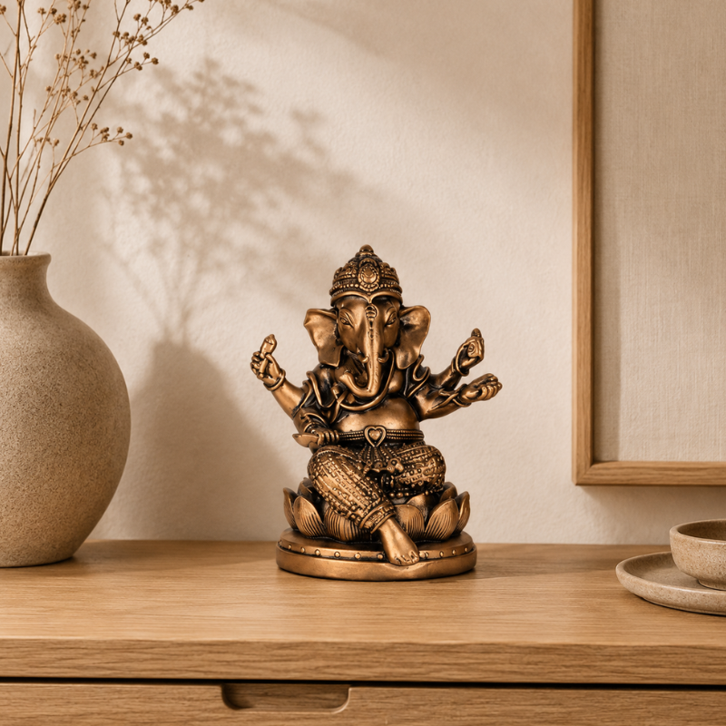 Statue Ganesh Bronze, Symbole de Bonne Fortune – vue 11