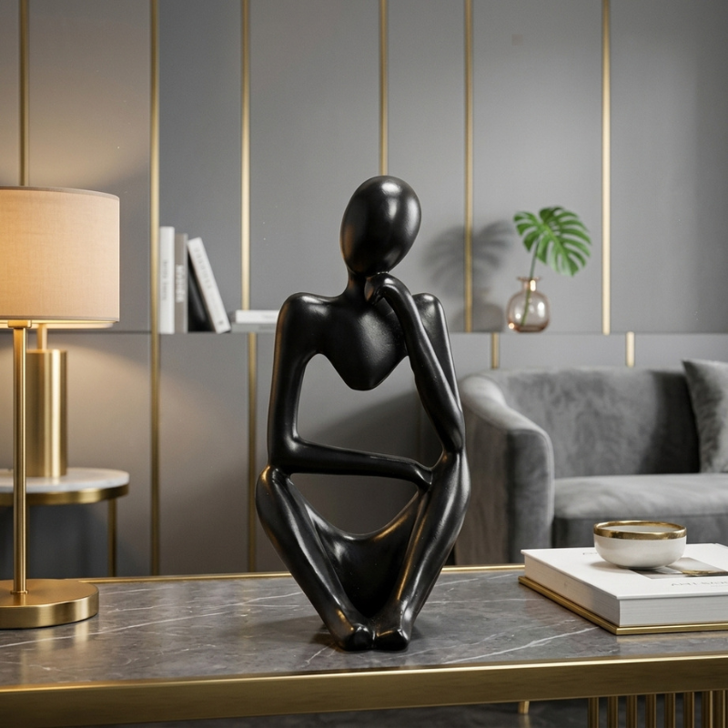 Statue zen Penseur, figurine méditation déco – vue 7