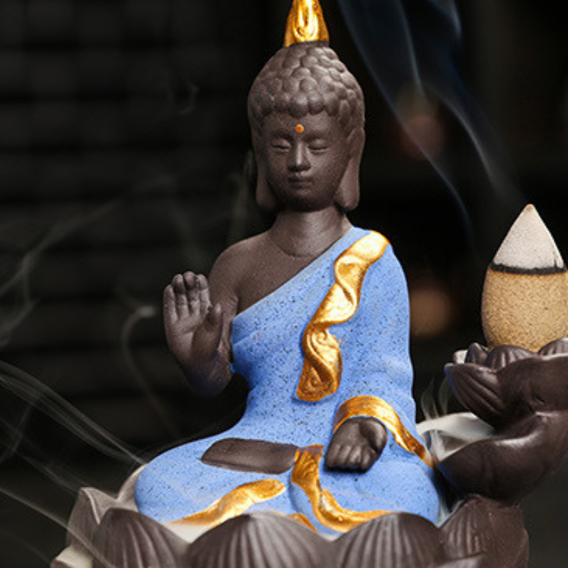 Porte-encens Bouddha lotus à reflux céramique – vue 26