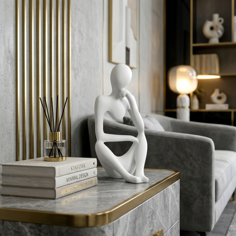 Statue zen Penseur, figurine méditation déco – vue 2 Image