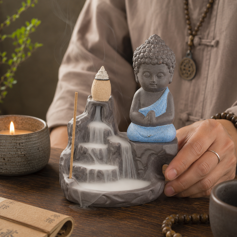 Porte-encens Bouddha à reflux, fumée cascade – vue 13