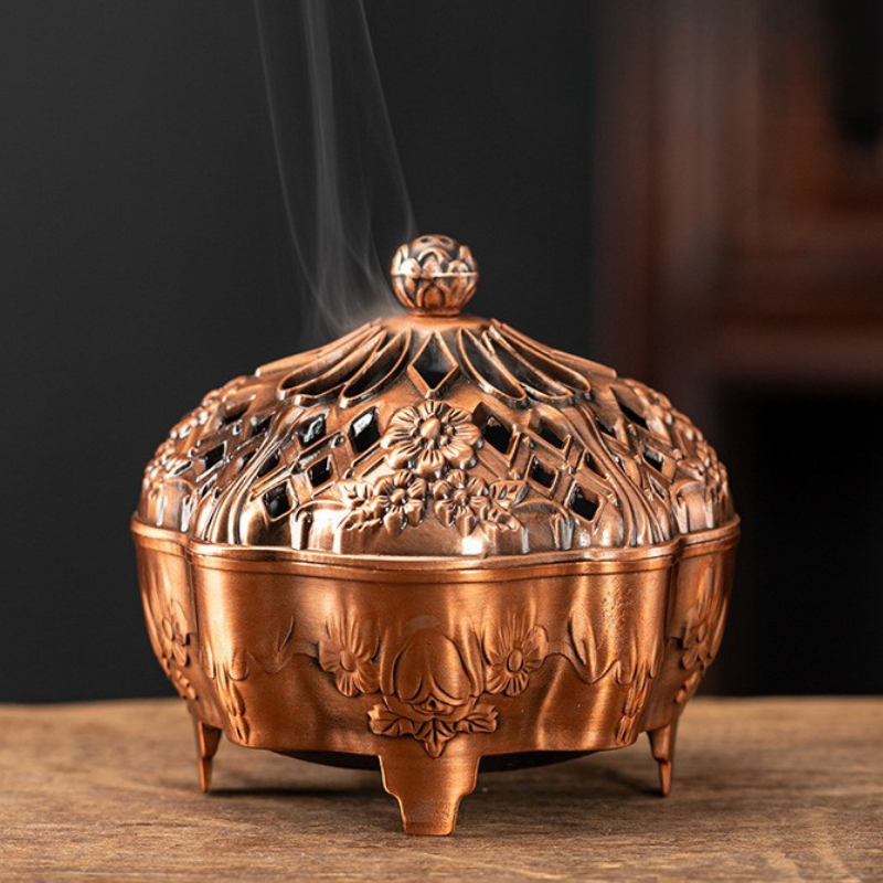 Brûle-encens ajouré en laiton, fleur de lotus – vue 11