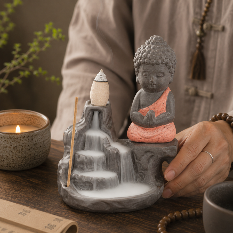 Porte-encens Bouddha à reflux, fumée cascade – vue 15