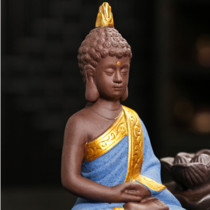 Porte-encens Bouddha lotus à reflux céramique – vue 20
