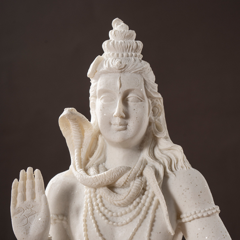 Statue Shiva en méditation, finition pierre claire – vue 9