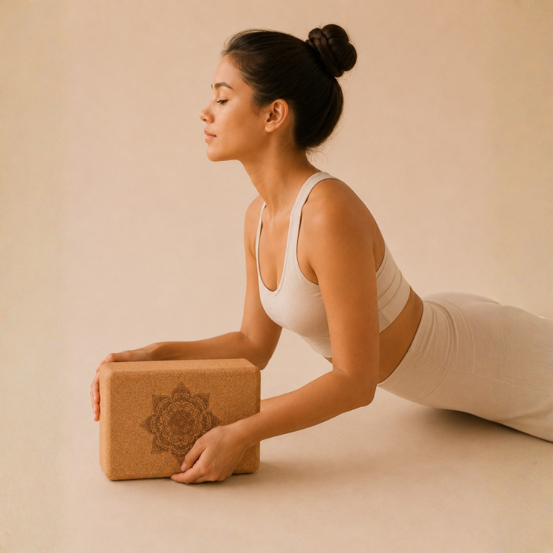 Bloc de yoga en liège, mandala, ancrage des postures – vue 11