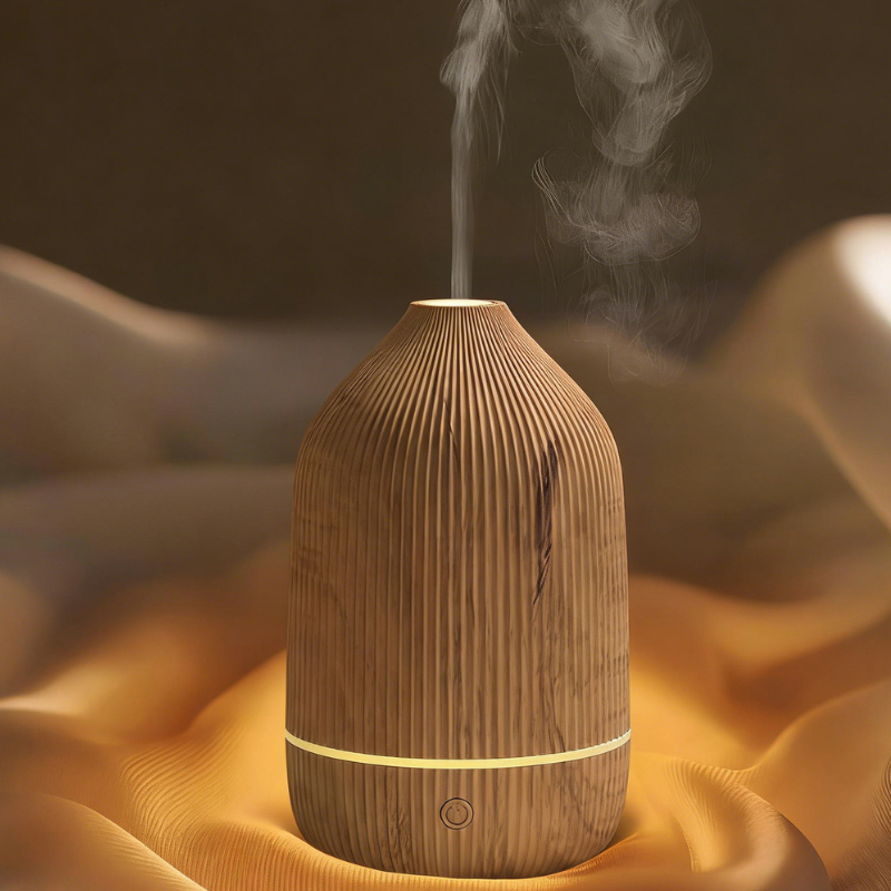 Diffuseur ultrasonique bois, brume et lumière douce – vue 2 Image