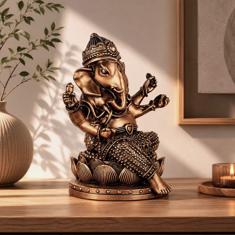 Statue Ganesh Bronze, Symbole de Bonne Fortune – vue 2