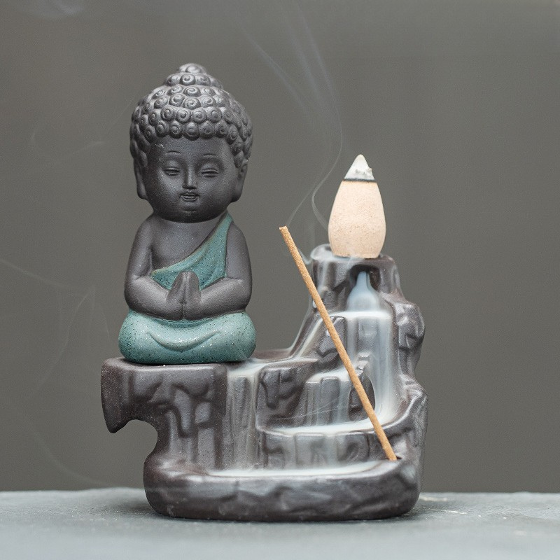 Porte-encens Bouddha à reflux, fumée cascade – vue 9