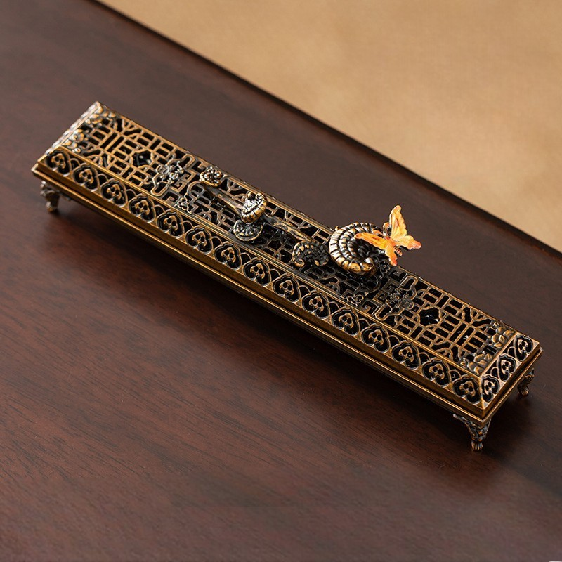 Porte-encens ajouré à reflets cuivrés, motif libellule – vue 6