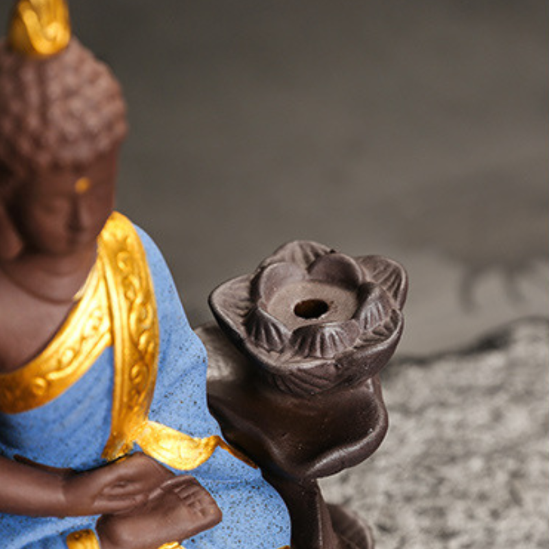 Porte-encens Bouddha lotus à reflux céramique – vue 21
