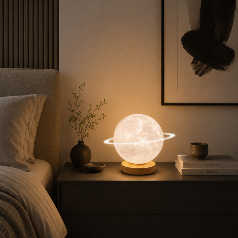 Lampe Lune anneau de Saturne, lumière douce – vue 3