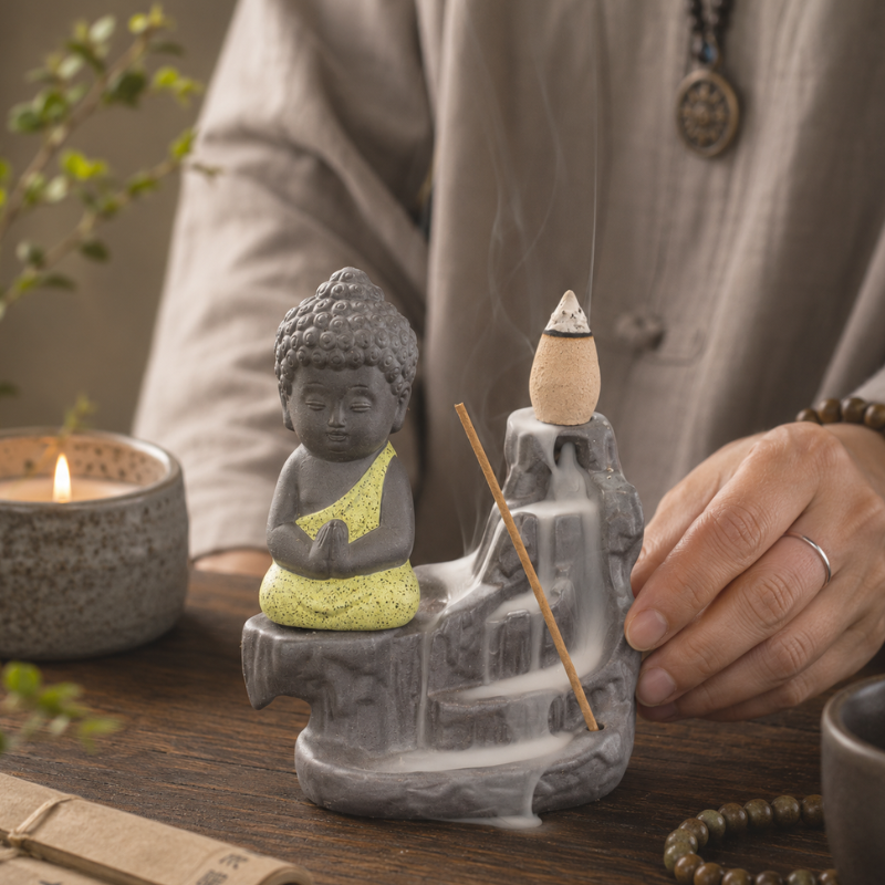 Porte-encens Bouddha à reflux, fumée cascade – vue 8