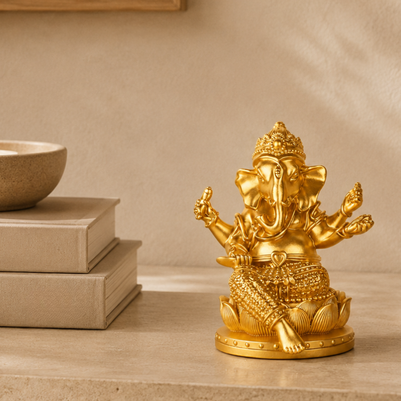 Statue Ganesh Bronze, Symbole de Bonne Fortune – vue 7
