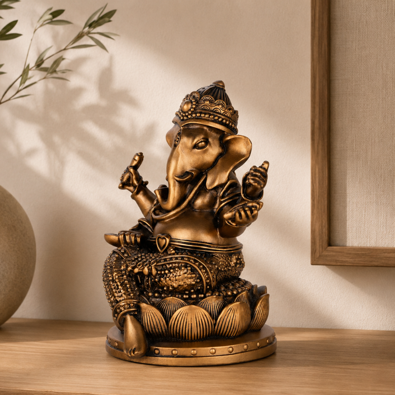 Statue Ganesh Bronze, Symbole de Bonne Fortune – vue 3