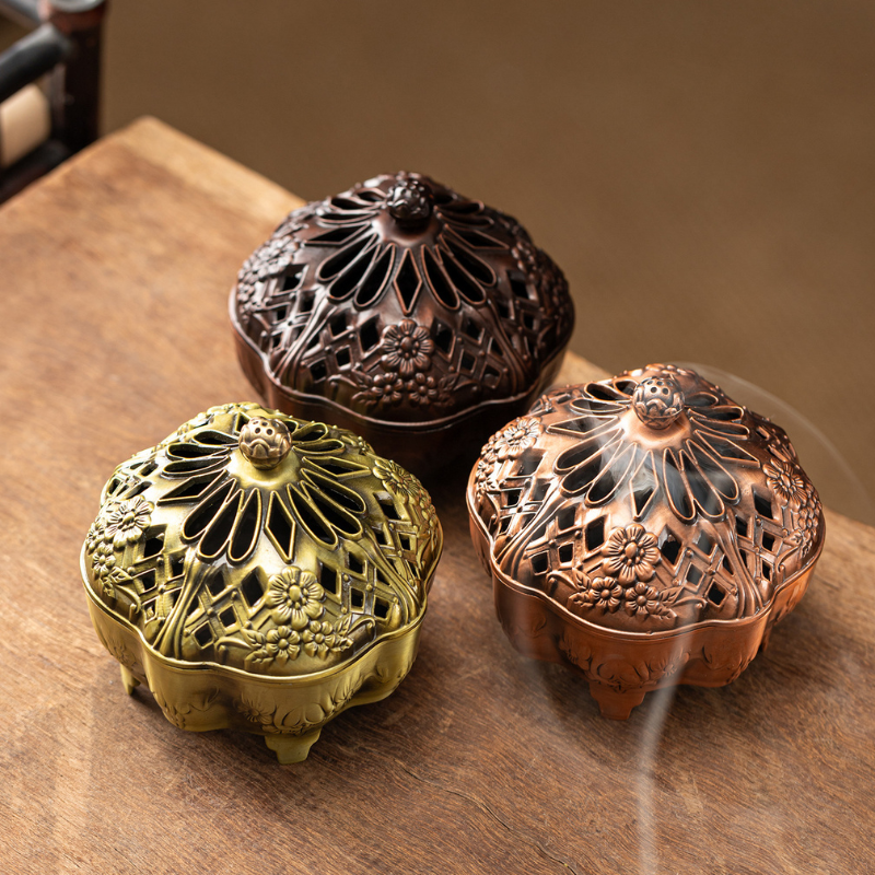 Brûle-encens ajouré en laiton, fleur de lotus – vue 17