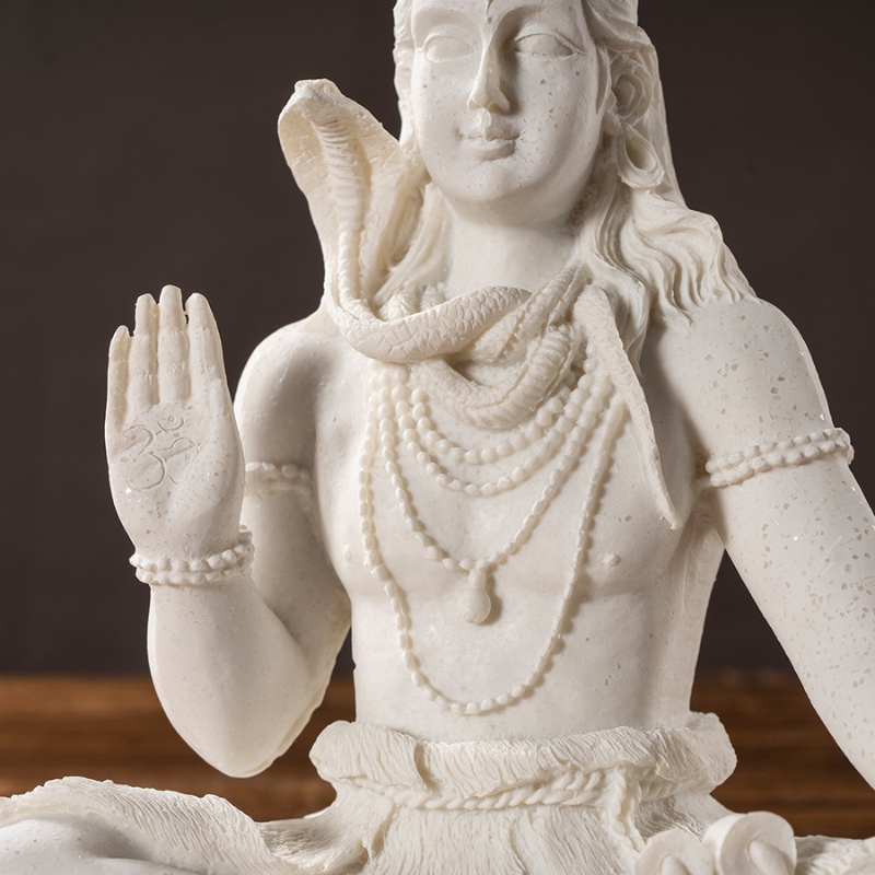 Statue Shiva en méditation, finition pierre claire – vue 10