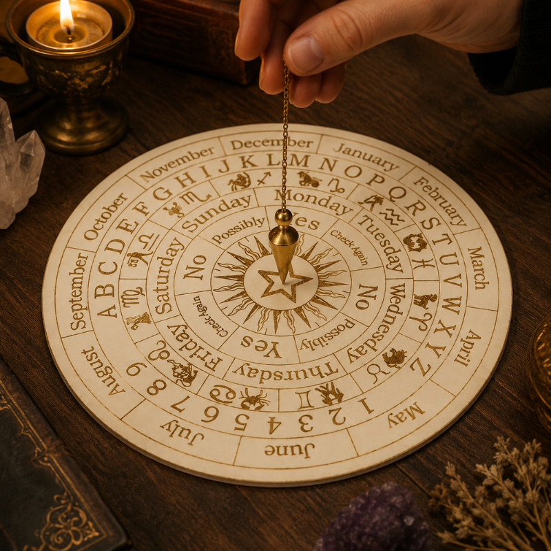 Planche de pendule en bois gravé, divination – vue 5
