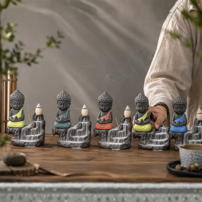 Porte-encens Bouddha à reflux, fumée cascade – vue 21
