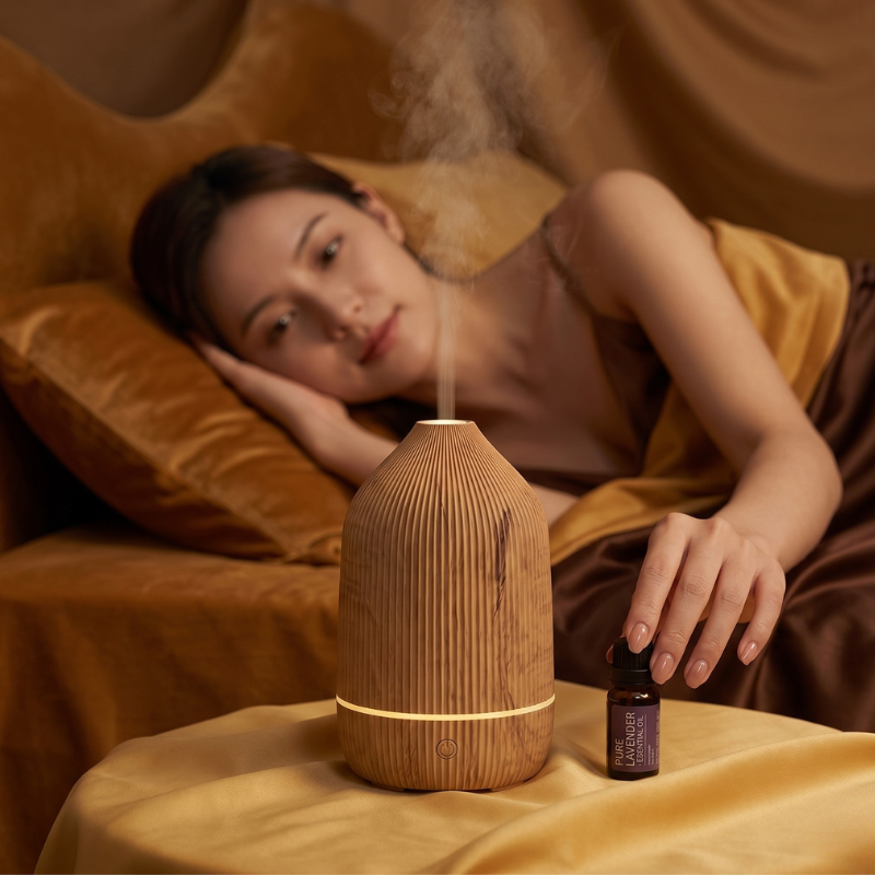 Diffuseur ultrasonique bois, brume et lumière douce – vue 8