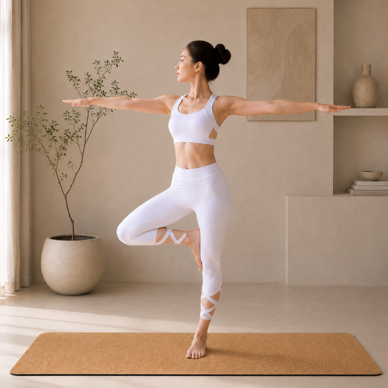Tapis de yoga en liège naturel et caoutchouc – vue 10