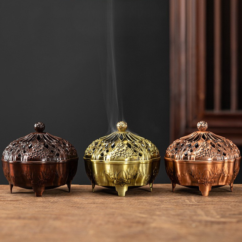 Brûle-encens ajouré en laiton, fleur de lotus – vue 18