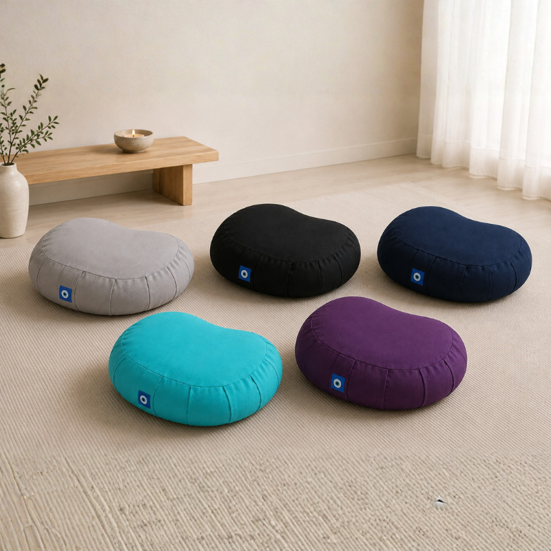 Coussin de méditation en sarrasin, forme croissant – vue 11