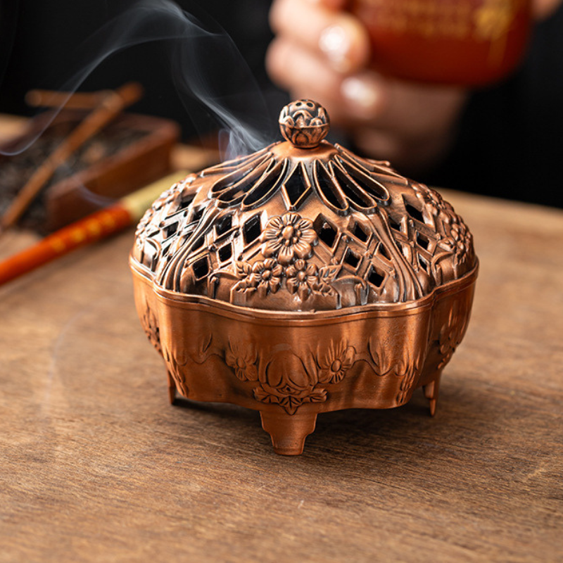 Brûle-encens ajouré en laiton, fleur de lotus – vue 12