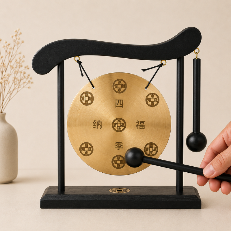 Gong tibétain de table, laiton et portique zen – vue 20