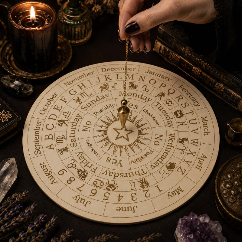 Planche de pendule en bois gravé, divination – vue 6
