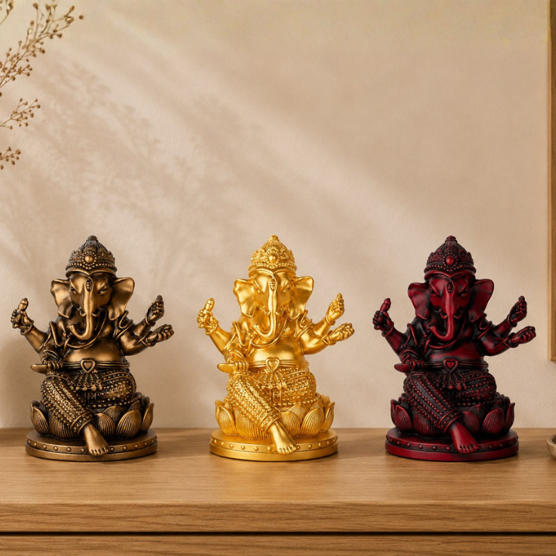 Statue Ganesh Bronze, Symbole de Bonne Fortune – vue 10