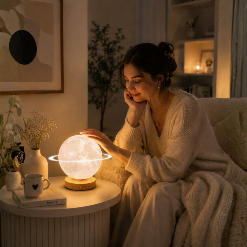 Lampe Lune anneau de Saturne, lumière douce – vue 9