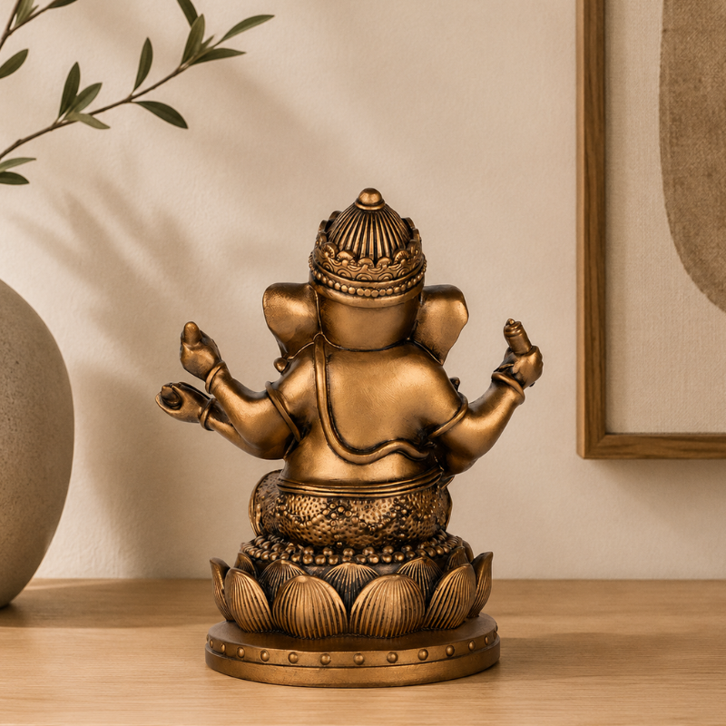 Statue Ganesh Bronze, Symbole de Bonne Fortune – vue 4